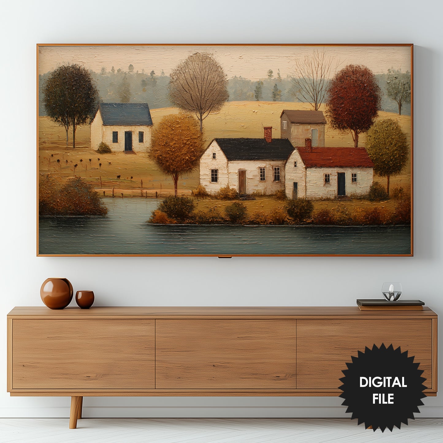 Rustic Countryside Frame TV Art | Vintage Farmhouse Landscape | Instant Digital Download preview