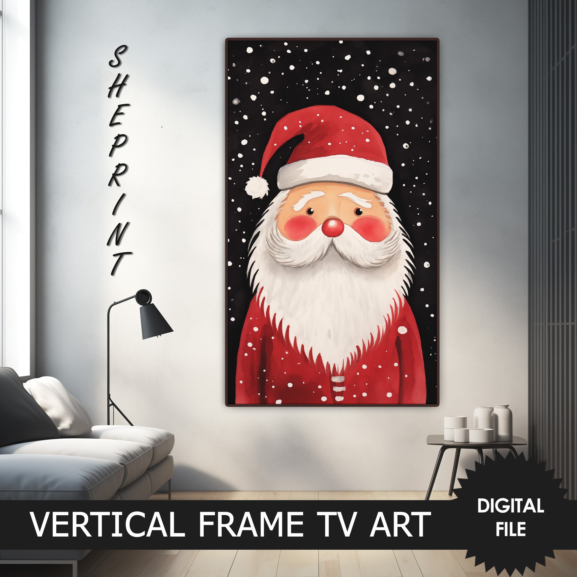 Vertical & Horizontal Frame TV Art For Kids, Christmas Santa preview on Samsung Frame TV when mounted vertically