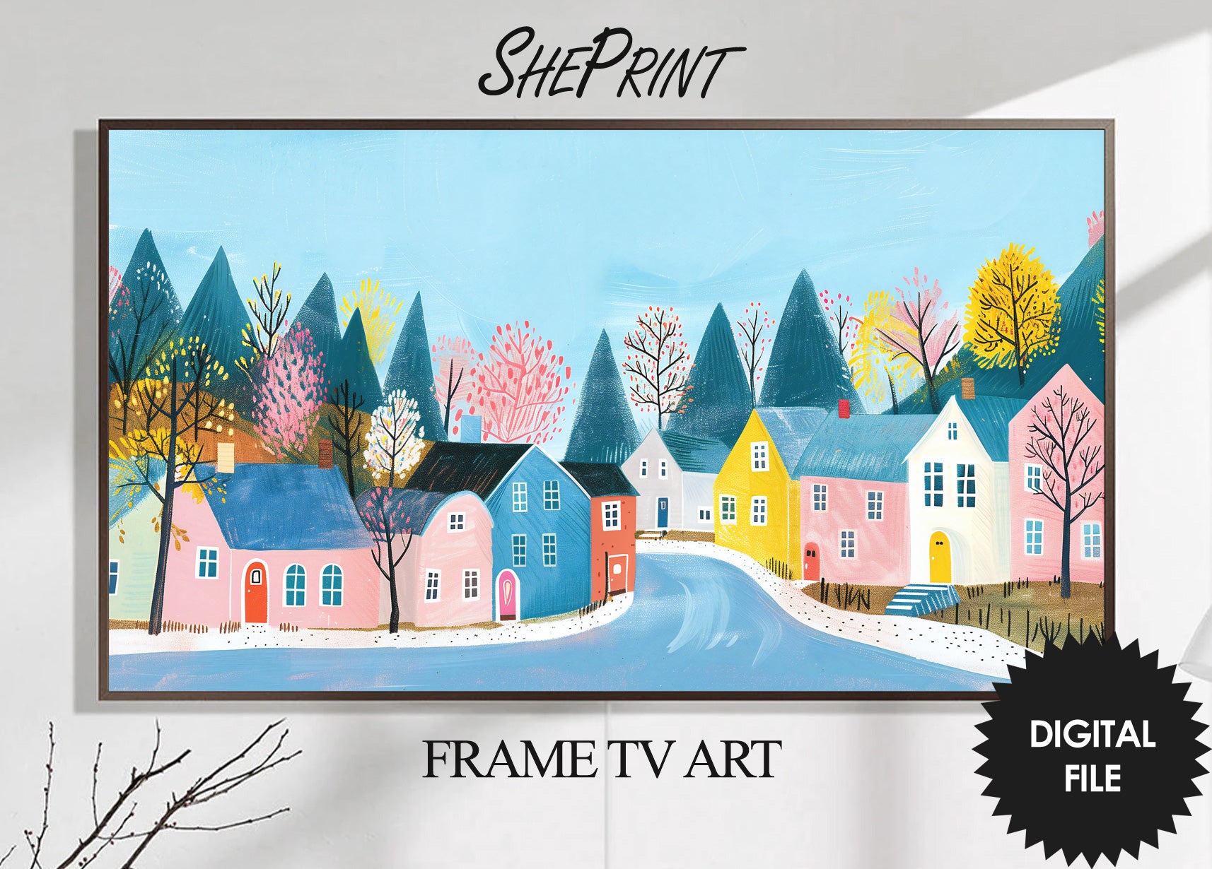 Frame TV Art, Scandinavian Summer Houses Painting preview