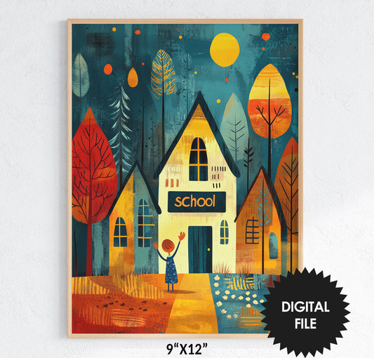 Printable Wall Art for Kids Room, Boho Style School Day Print preview