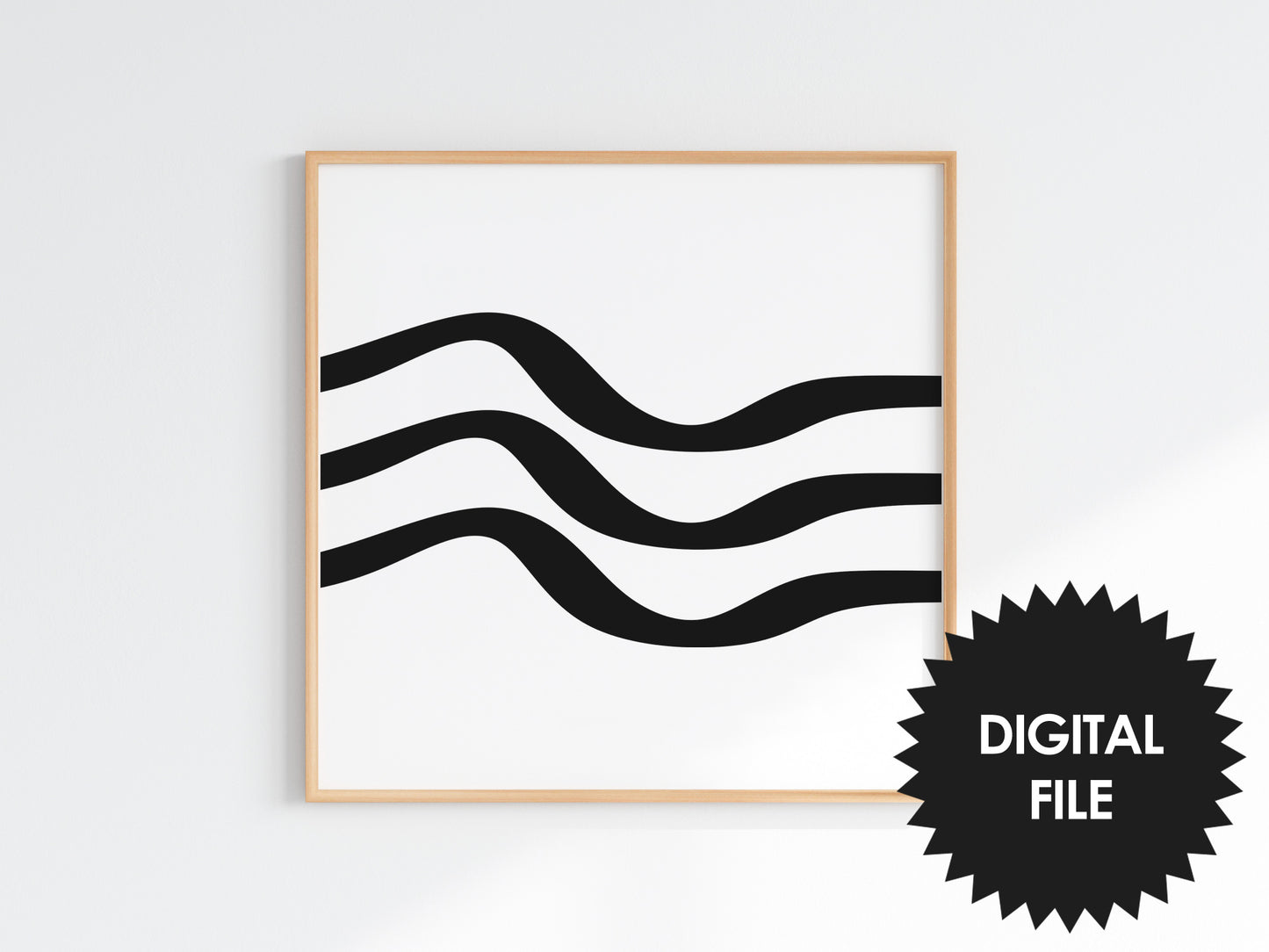 Printable Abstract Line Art, Set of 3, Waves, Black And White Wall Art Download, Digital Art, Printable Modern Art, Instant Download Art
