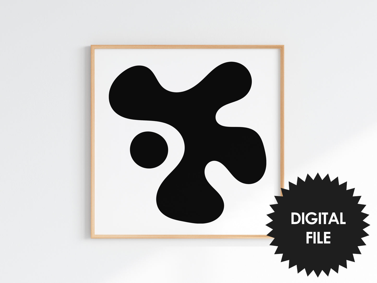 Printable Simple Blob Abstract Art, Set of 3, Print At Home, Black & White Wall Art, Digital Art Poster Download, Modern Square Art Prints