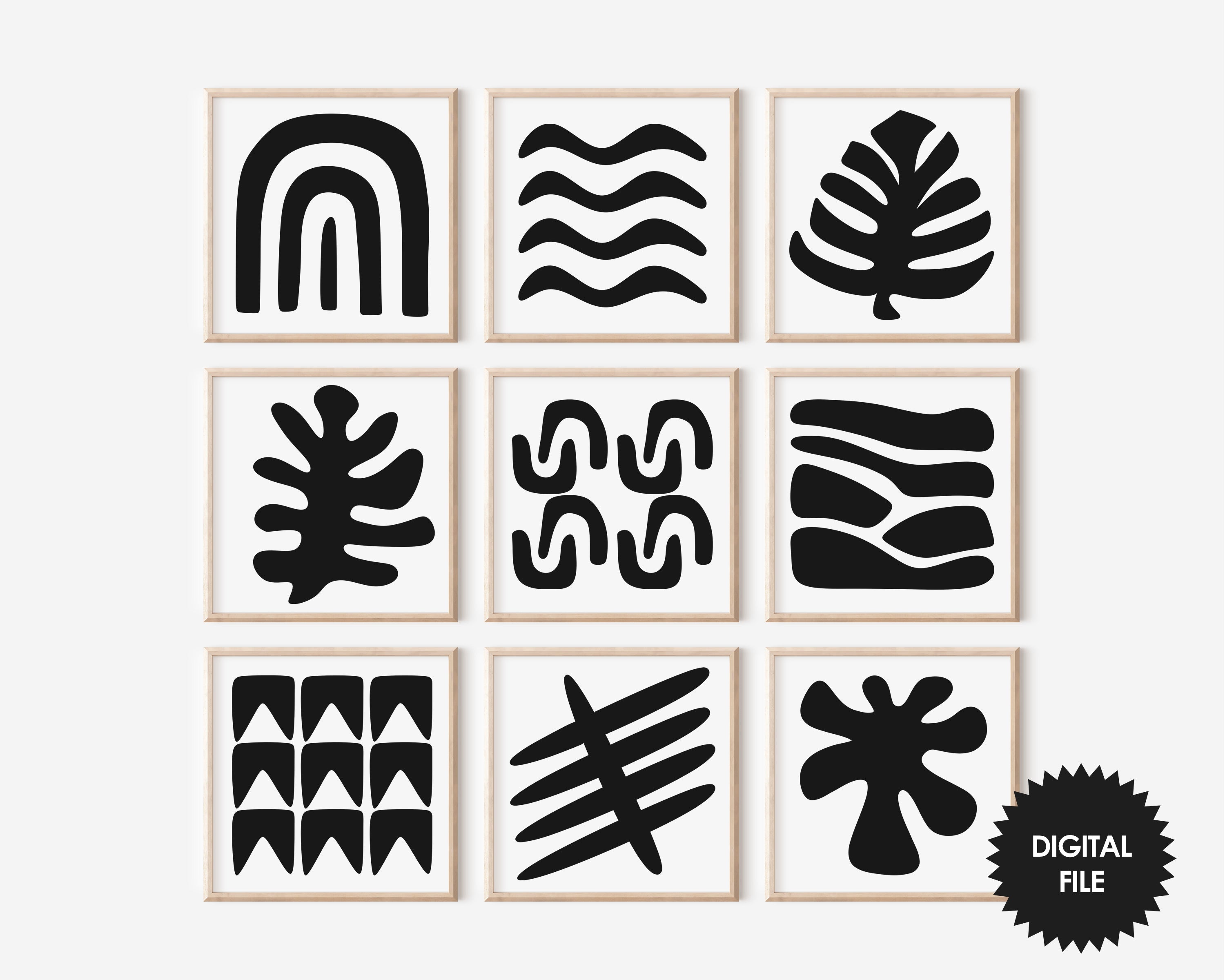 Printable Abstract Wall Art #04 Bold & Minimal, Set of 9 Prints – she-print
