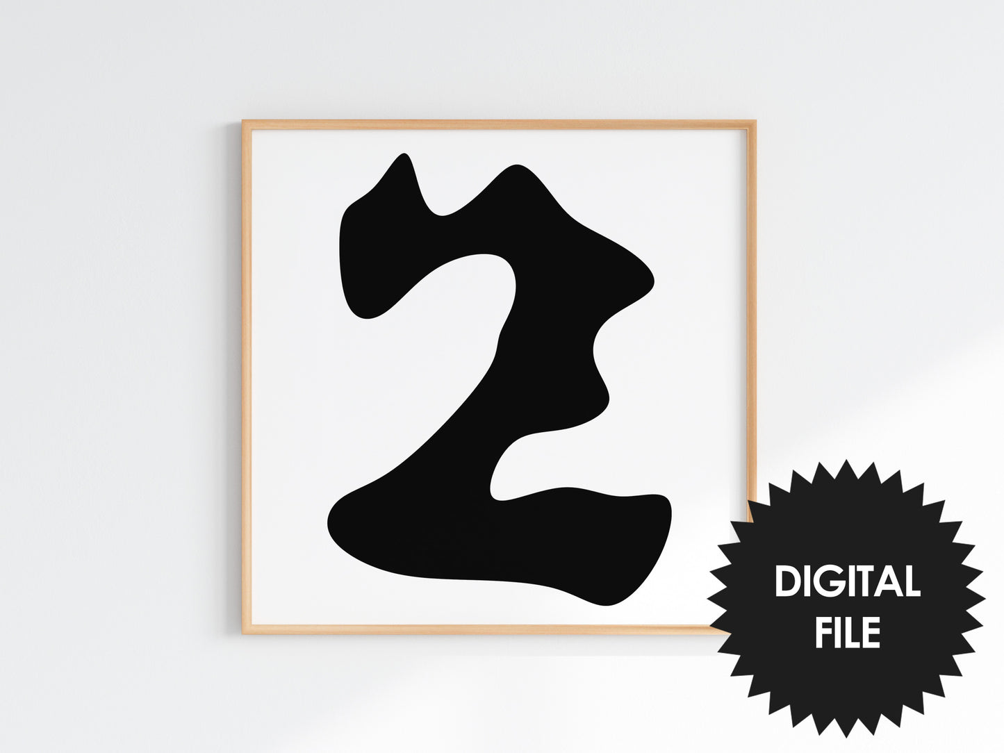 Printable Abstract Numbers, Set of 9, Bundle Print Set, Black & White Wall Art, Digital Art Poster Download, Modern Square Art Prints