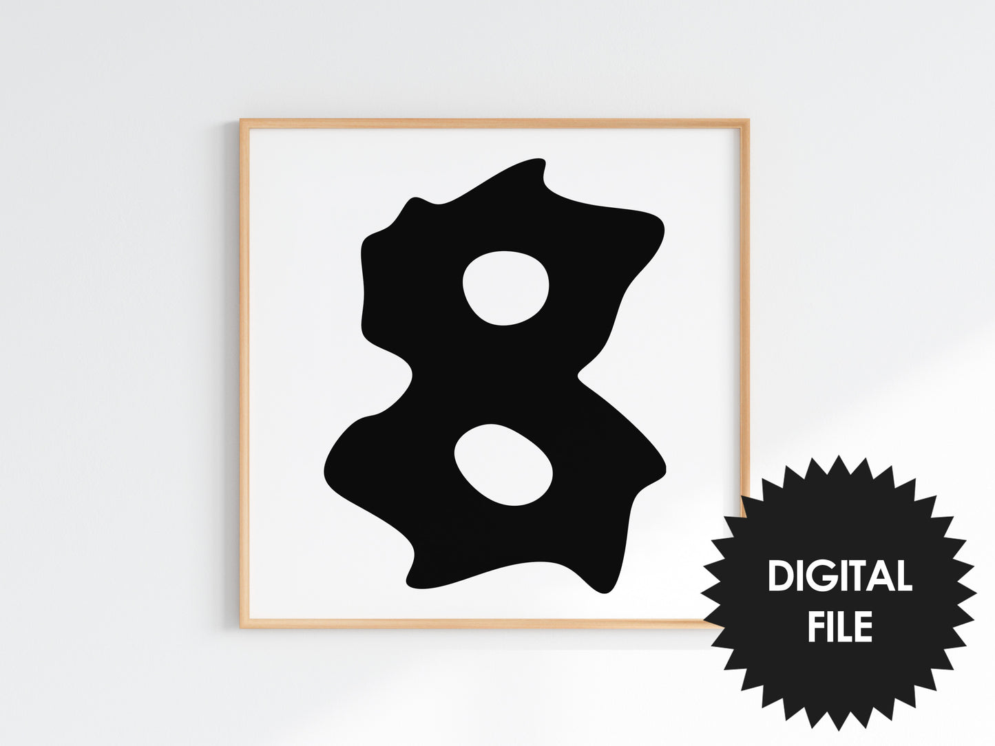 Printable Abstract Numbers, Set of 9, Bundle Print Set, Black & White Wall Art, Digital Art Poster Download, Modern Square Art Prints