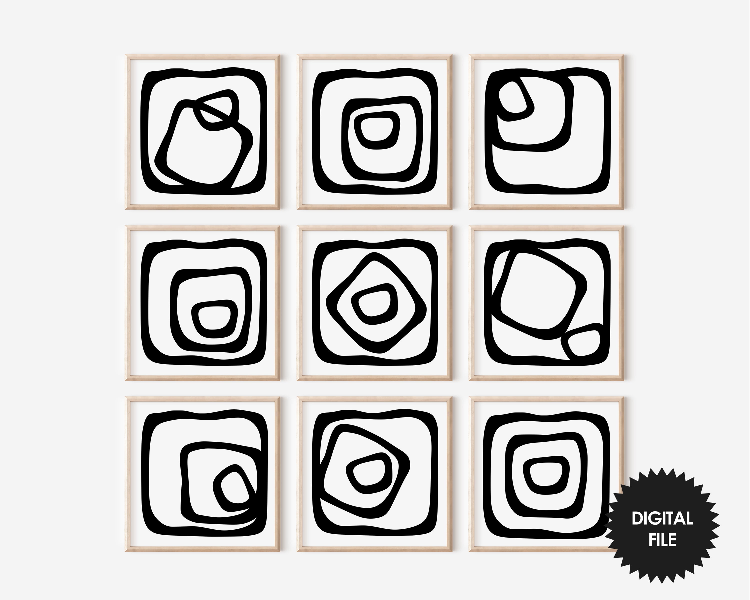 Printable Abstract Squares, Set of 9 Wall Prints – she-print