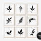 Printable Floral Abstract Art Set of 9, Bundle Print set, black & white wall art download, digital art, modern art prints, boho art
