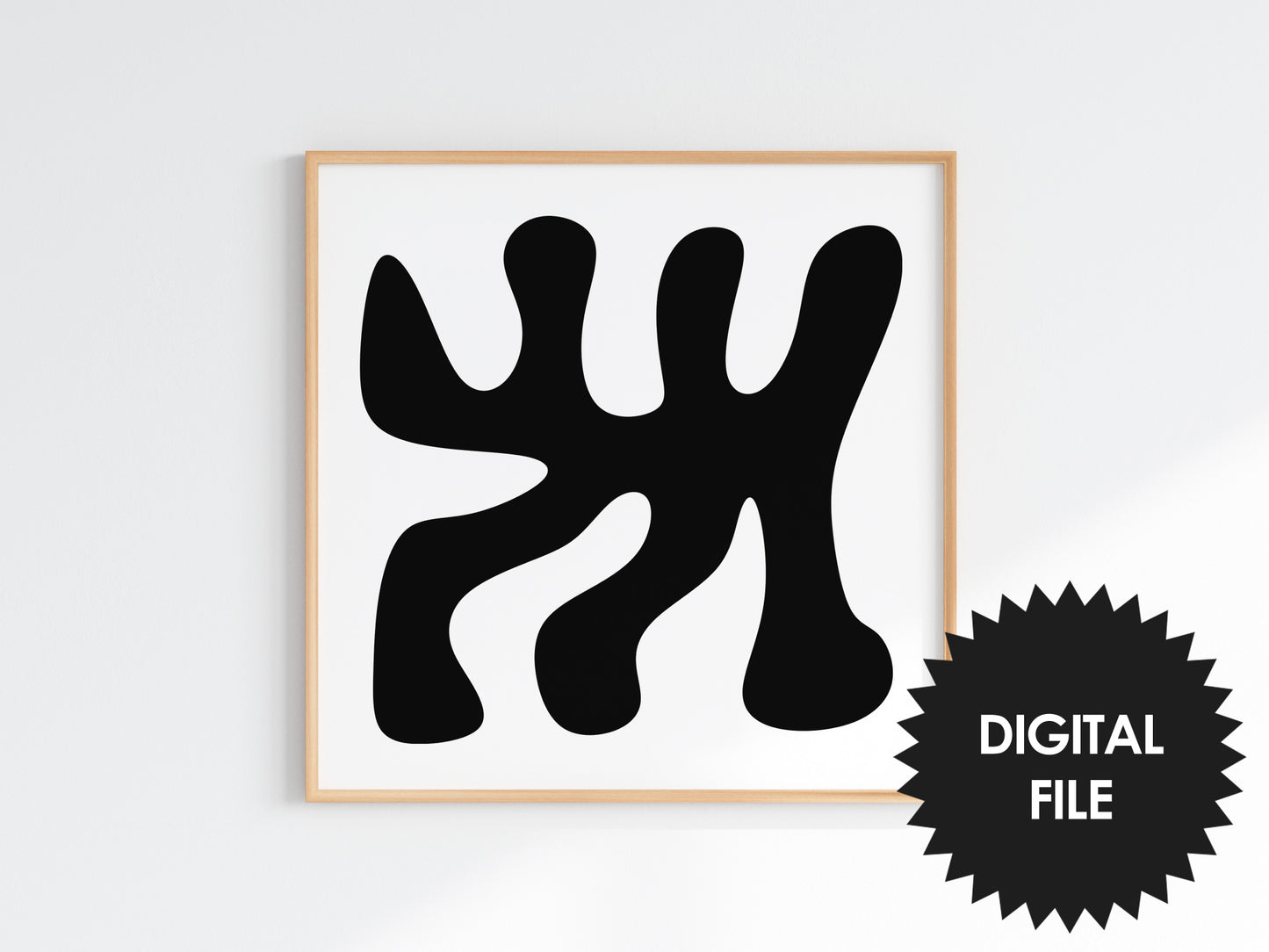 Printable Wiggle Blob Abstract Art, Set of 9, Bundle Print Set, Black & White Wall Art, Digital Art Poster Download,Modern Square Art Prints