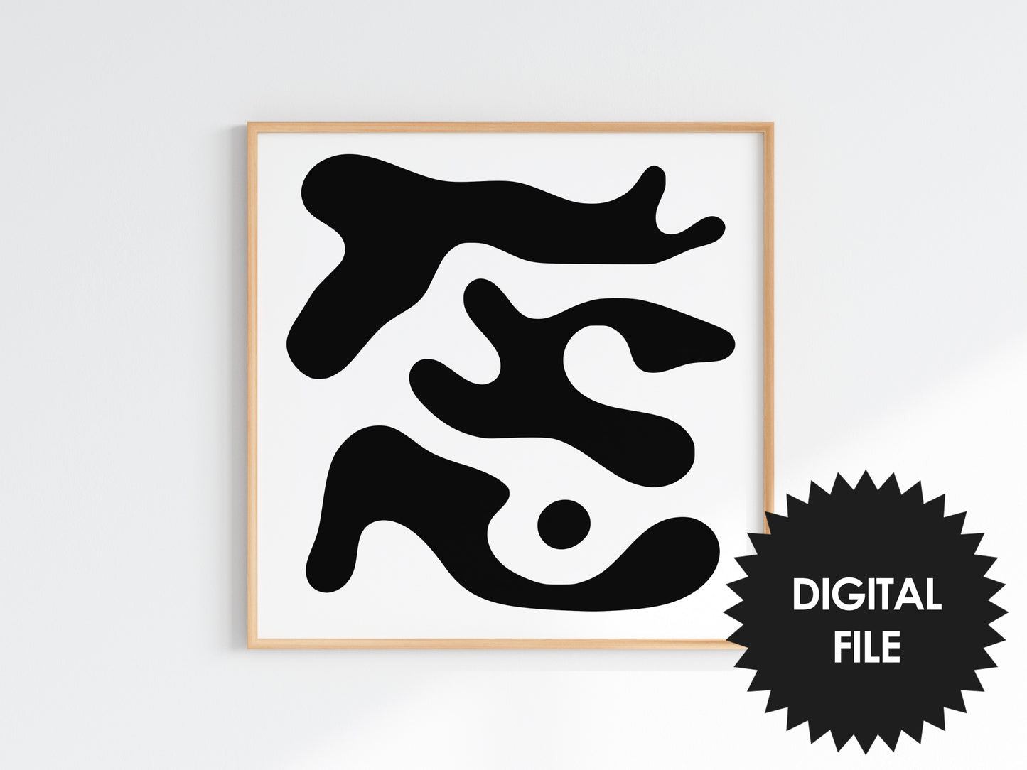 Printable Blob Abstract Art, Set of 9,Bundle Print set, black & white wall art,digital art poster download,modern square art prints