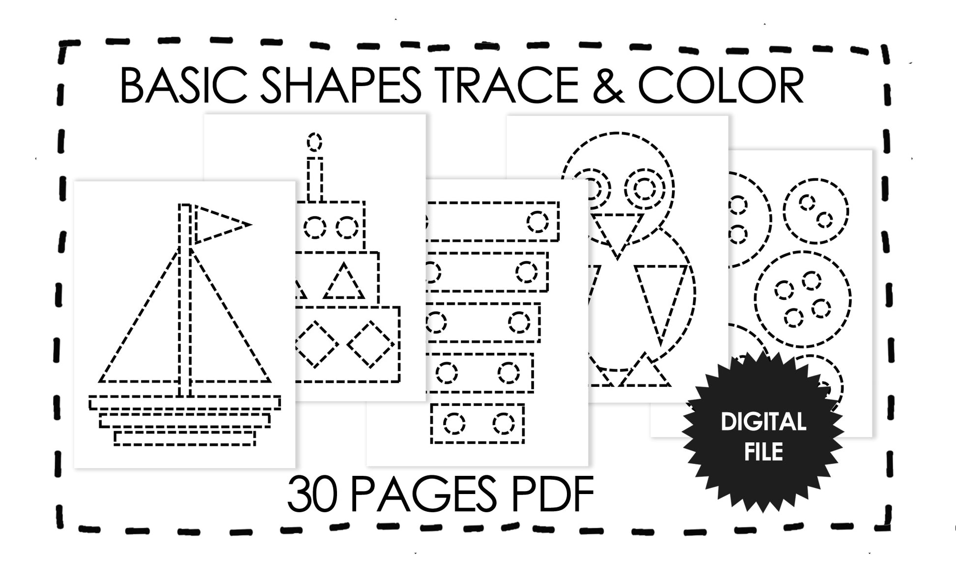 Tracing And Coloring Shapes Worksheets 12 Shapes Worksheets: Color,