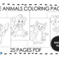 25 Animal Coloring Pages for Kids, Preschool Coloring Book, Kids Printables, For Girls and Boys, PDF 25 Pages, Print At Home, Download Now