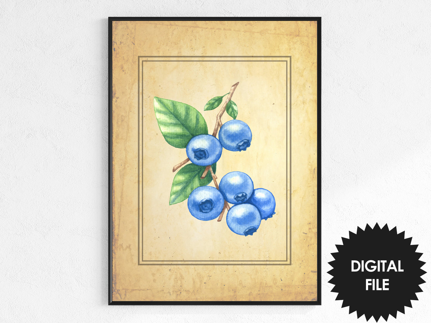 Vintage Fruit Prints Set of 6, Kitchen Wall Art, Digital Art, Download Now, Print at Home, A4 Size - 8.3 x 11.7 inches