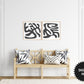 Skinny Blobs Abstract Art Print, Set of 2, Black & White Wall Art, Digital Art Poster Download, Modern Square Art Prints