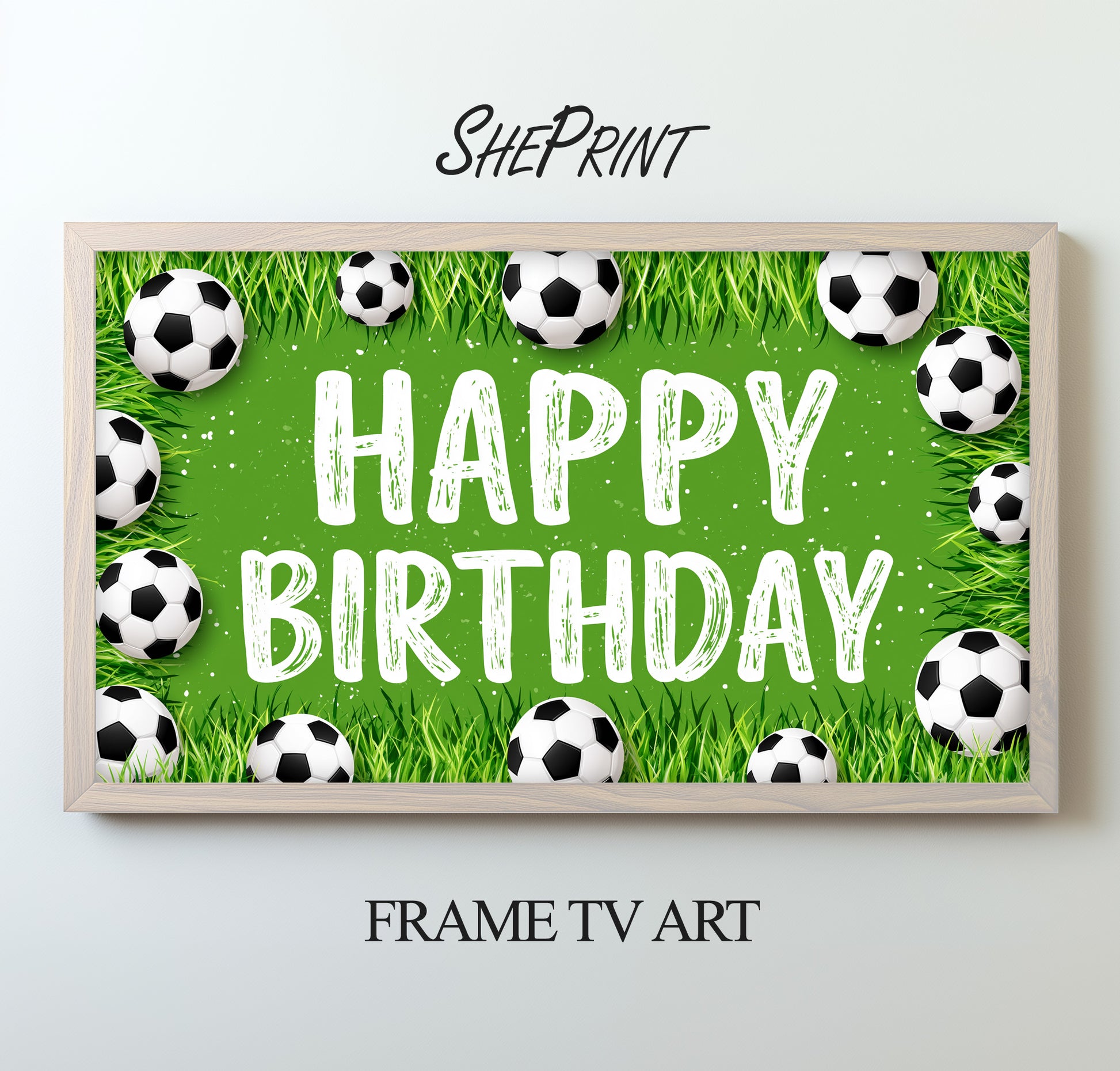 Happy Birthday Soccer Theme TV Backdrop for Boys | 3840x2160px JPEG | Digital Download preview