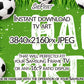 Happy Birthday Soccer Theme TV Backdrop for Boys | 3840x2160px JPEG | Digital Download close up look