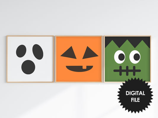 Spooky Wall Art For Kids, Set of 3 Printables, Halloween Prints, Digital Download, Print at Home, Print Any Size Up To 20x20 inch