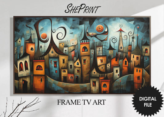 Halloween Frame TV Art, Spooky City, Digital TV Art, Instant Download