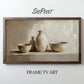 Frame TV Art Still Life Clay Pots Painting preview with wooden frame