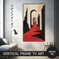 Vertical Frame TV Art, Stone Arches Abstract Art preview on Samsung Frame TV when mounted vertically.