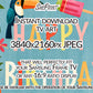 Tropical Birthday Frame TV Art | Summer Luau Happy Birthday Banner for TV | Instant Download close up view