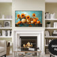 Samsung Frame TV Art, Sunflowers and Pumpkins Oil Painting, Fall Still Life preview in modern living room