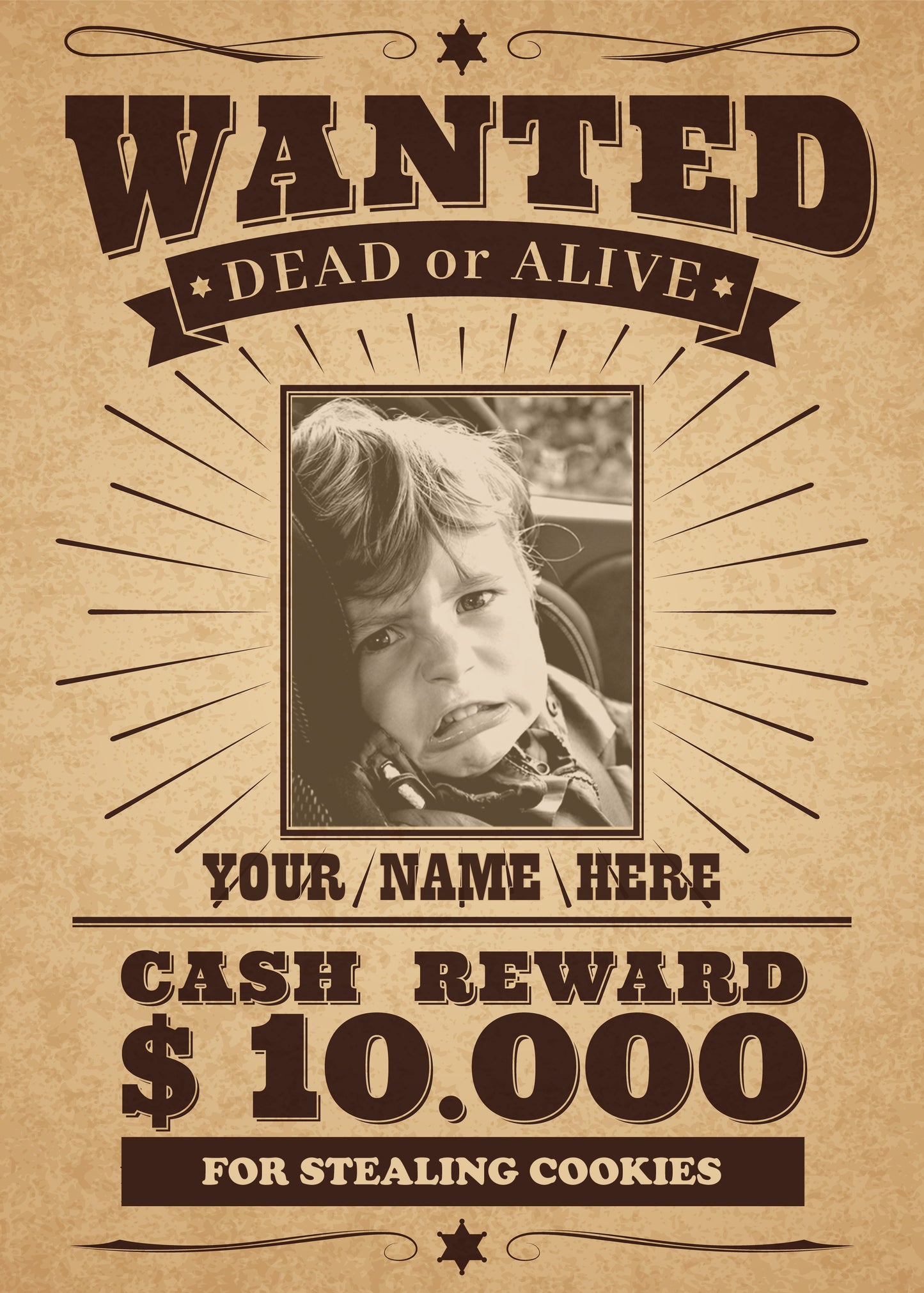Simple Personalized Wanted Poster, With Your Photo, Name and Crime, Ready in 1-2 Days, JPEG A4 or Letter Size
