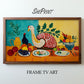 Samsung Frame TV Art, Thanksgiving Feast Painting, Naive Art preview