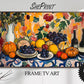 Samsung Frame TV Art Thanksgiving Feast Painting, Fruit, Wine, Flowers, Naive Art preview