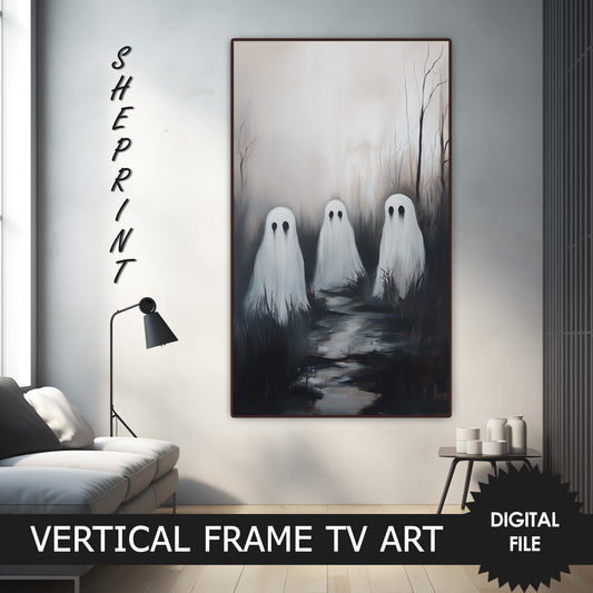 Samsung Vertical Frame TV Art, Three Ghosts Halloween Scene preview