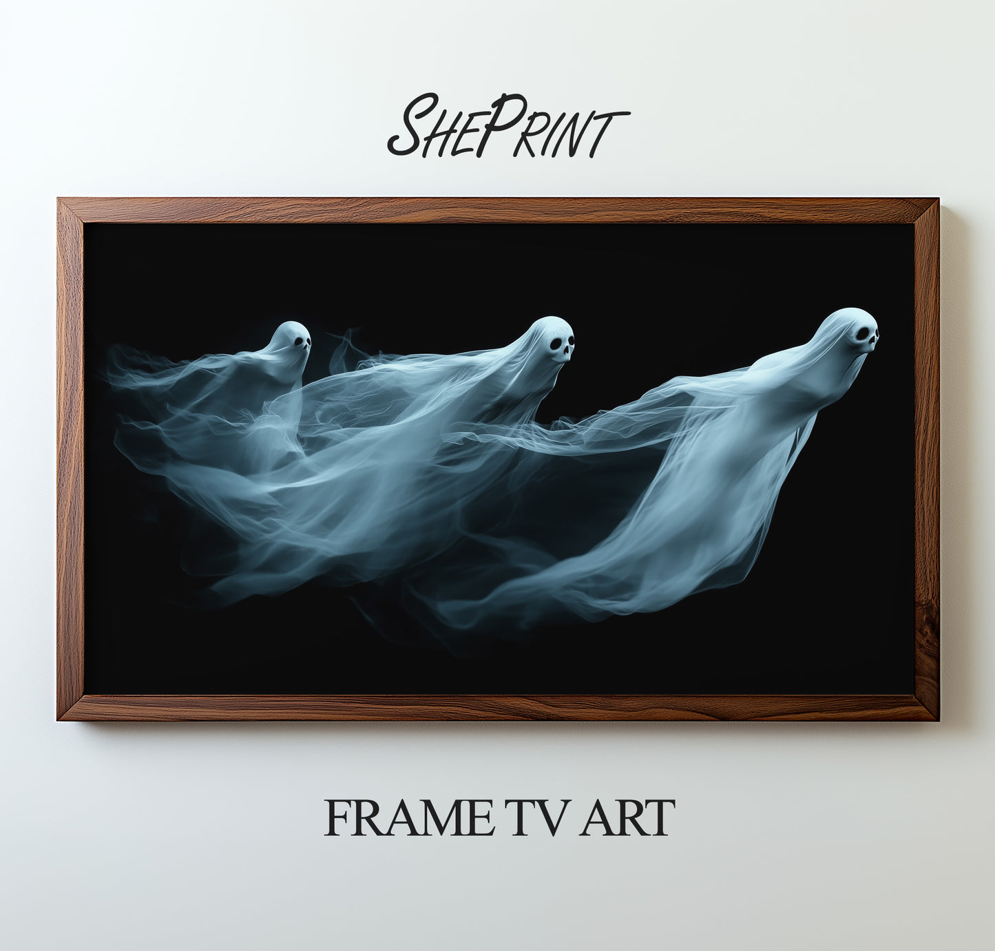 Samsung Frame TV Art, Three Spooky Ghosts Halloween Art, Digital Art, JPEG Image, 3840 x 2160 pixels, Instant Download