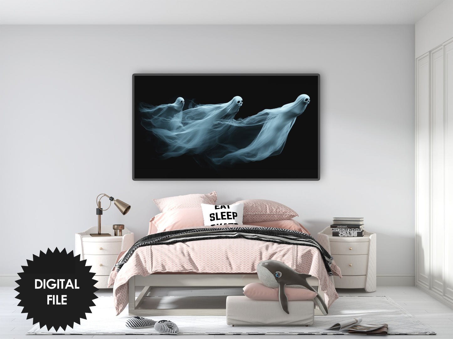 Samsung Frame TV Art, Three Spooky Ghosts Halloween Art, Digital Art, JPEG Image, 3840 x 2160 pixels, Instant Download