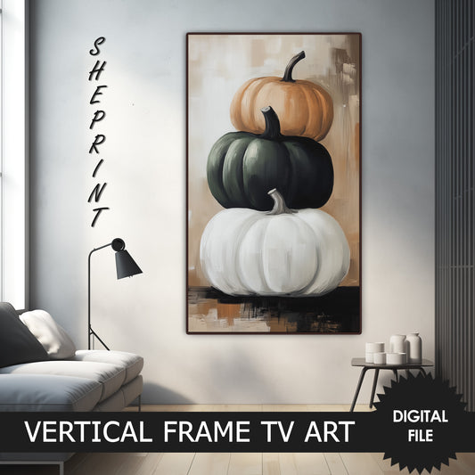 Samsung Vertical Frame TV Art, Three Pumpkins Thanksgiving Abstract Art preview