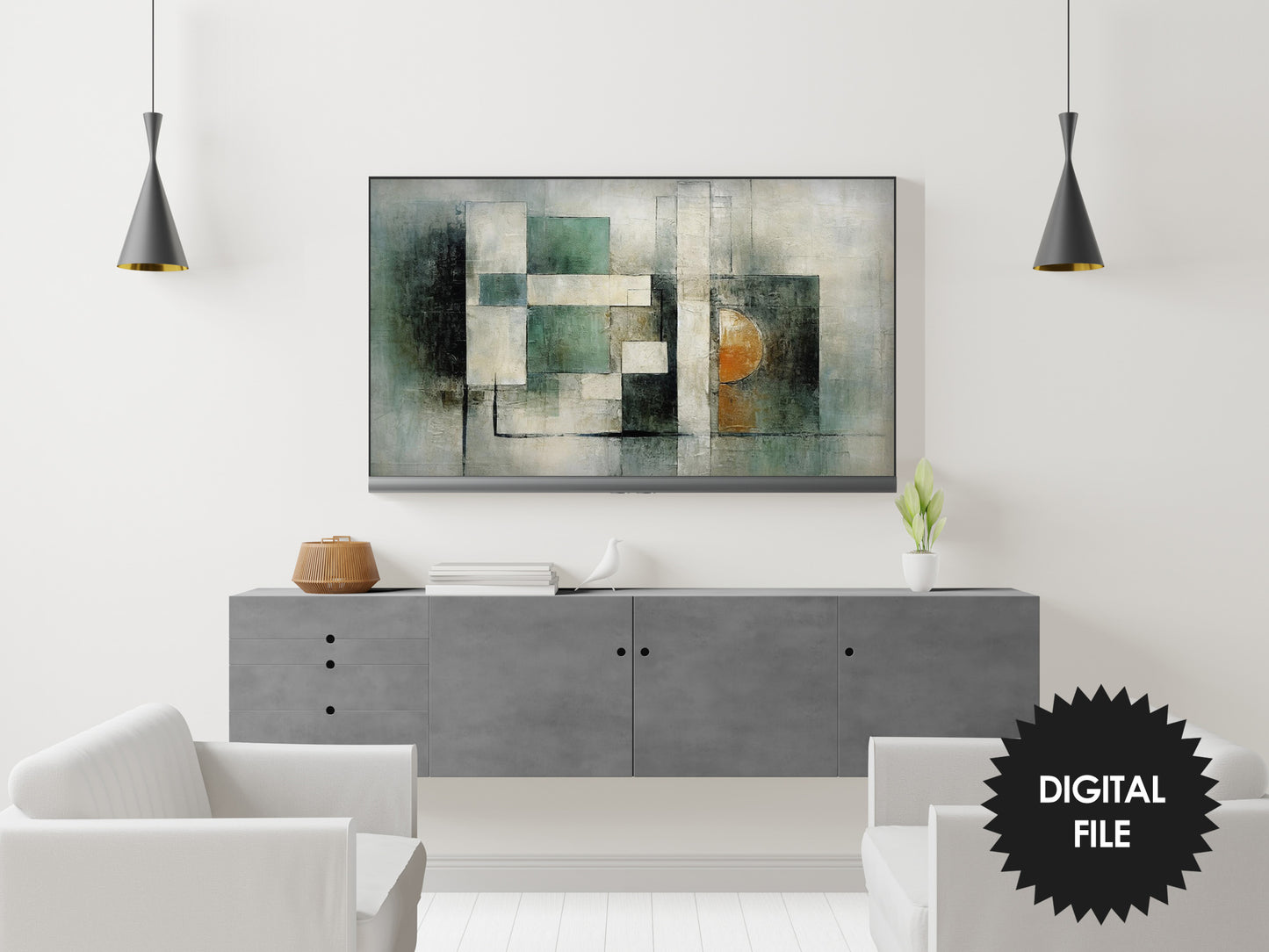 Samsung Frame TV Art, Trendy Colors Abstract Art, Geometric Shapes Abstract Art, Digital TV Art, Instant Download