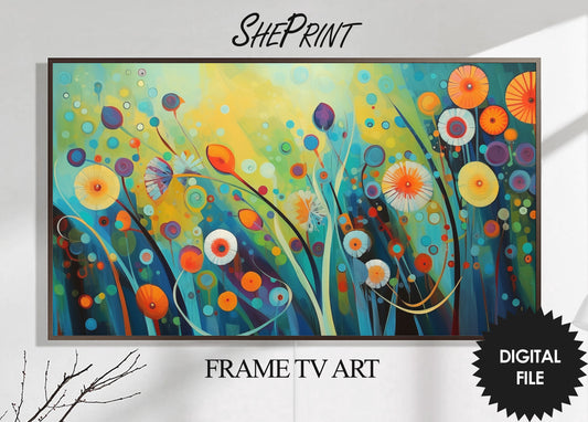 Samsung Frame TV Art Colorful Spring, Abstract Art, Spring Floral Art, Flowers Oil Painting, Digital TV Art, Instant Download