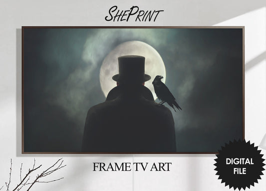 Samsung Frame TV Art Man With a Crow | Halloween TV Art | 3840x2160 px | Digital TV Art | Instant Download