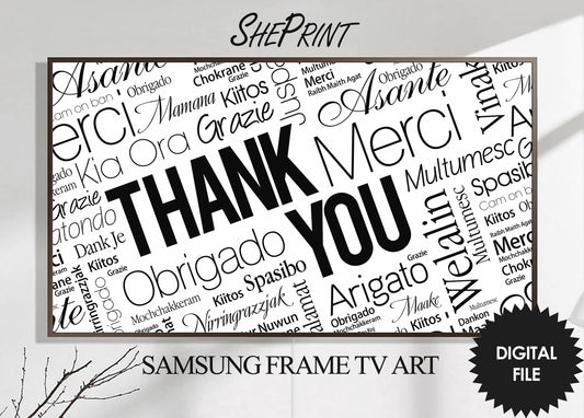 Samsung Frame TV Art Thank You | Black and White TV Art | When You Want To Say Thank You | 3840x2160 pixels JPEG | Instant Download