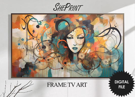 Samsung Frame TV Art The Girl, Abstract Art, Oil Painting, Digital TV Art, Instant Download