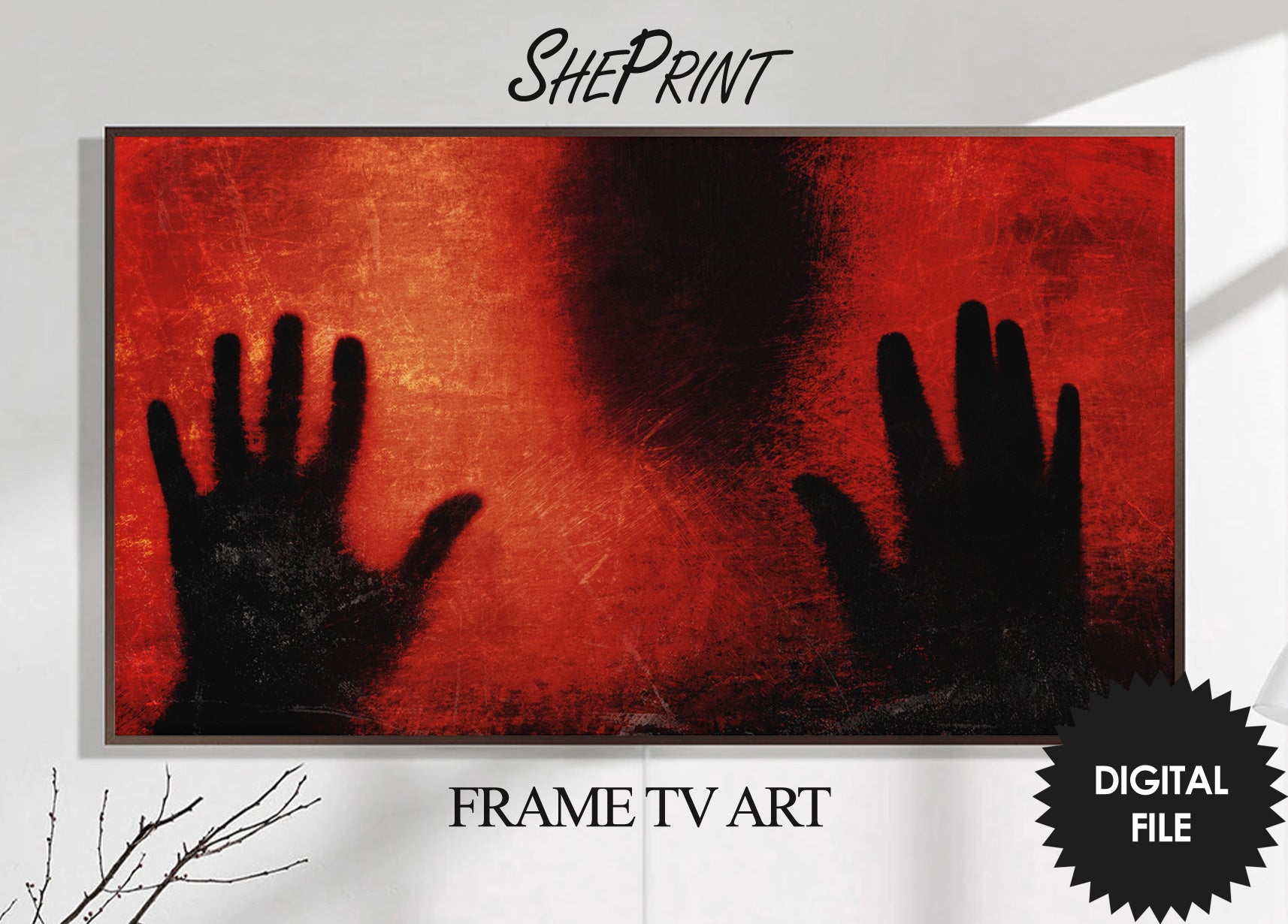 Samsung Frame TV Art | Trapped in Screen Halloween Horror TV Art | Digital TV Art | Instant Download