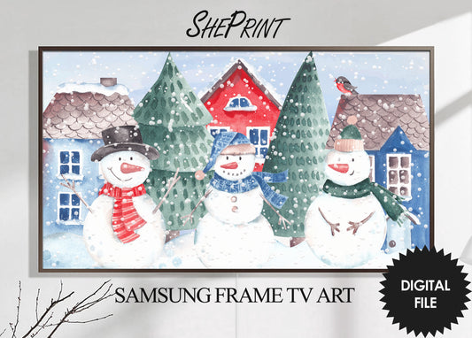 Frame TV Art 3 Snowmen | Winter TV Art | Kids Holiday Art Digital TV Art | Instant Download