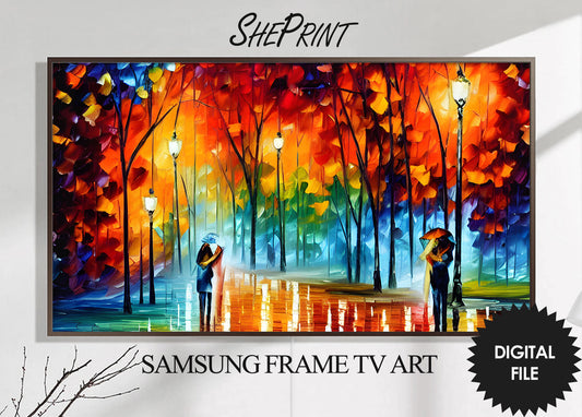 Samsung Frame TV Art | Fall Rain Colorful Art | Digital TV Art | Digital Painting | Instant Download