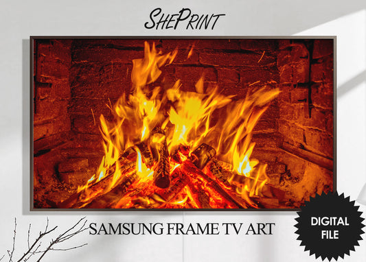 Samsung Frame TV Art Fireplace Fire | Christmas Tv Art | Winter Fireplace Flames | 3840x2160 pixels JPEG | Digital TV Art | Instant Download