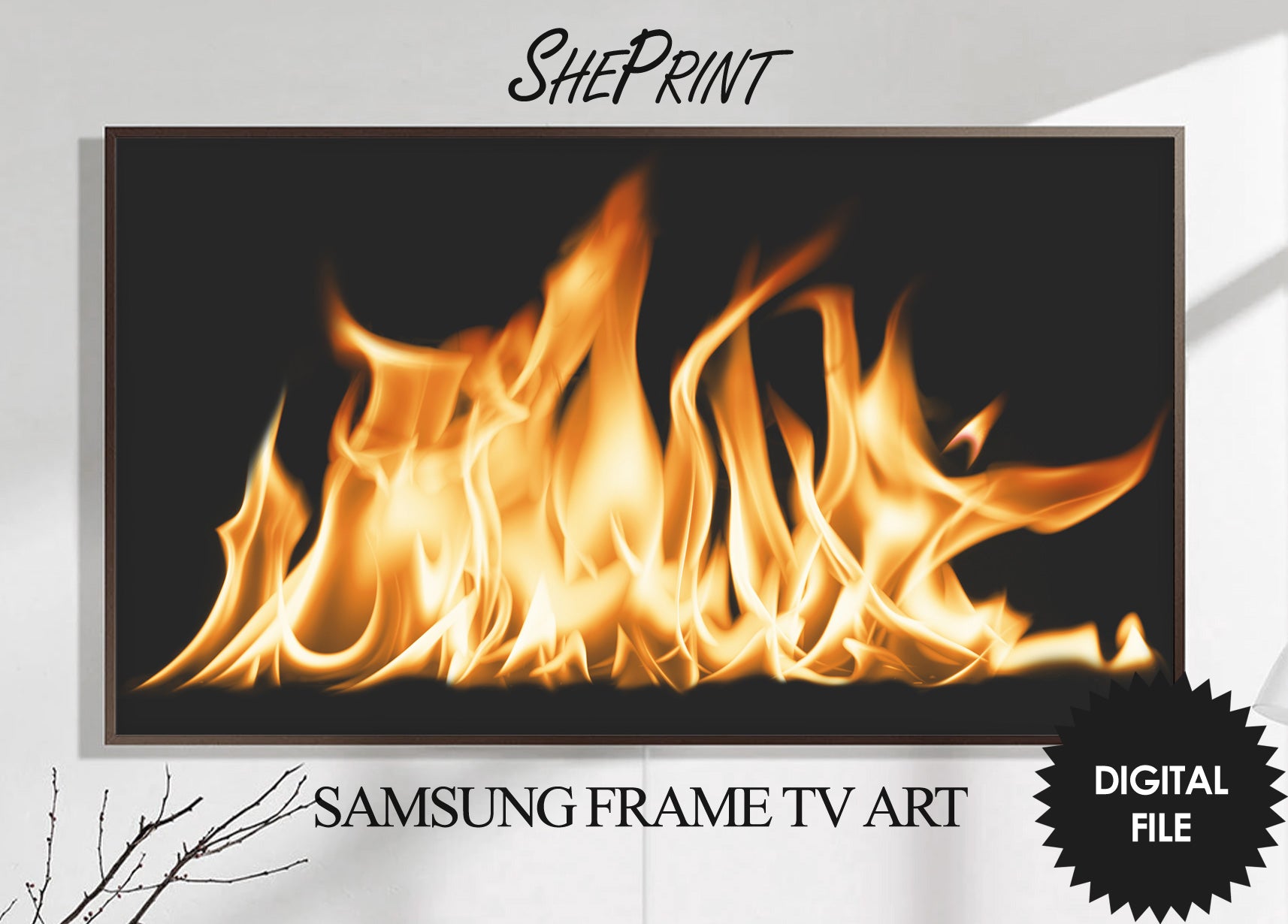 Samsung Frame TV Art Fireplace | Christmas Tv Art | Winter Fireplace Flames | 3840x2160 pixels JPEG | Digital TV Art | Instant Download