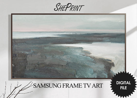 Samsung Frame TV Art Ocean Painting | Coastal Seascape Tv Art | Earthy Neutral Tones | 3840x2160 px JPEG | Digital TV Art | Instant Download