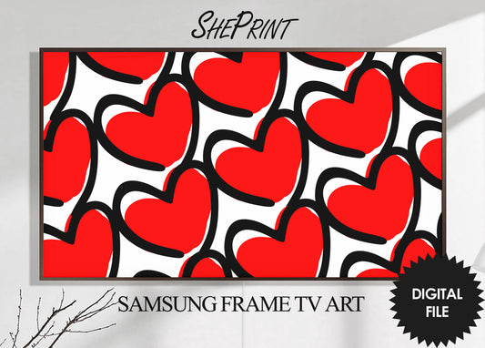 Valentines Red Hearts Frame TV Art | Modern Digital TV Art | 3840 x 2160 pixels JPEG | Instant Download