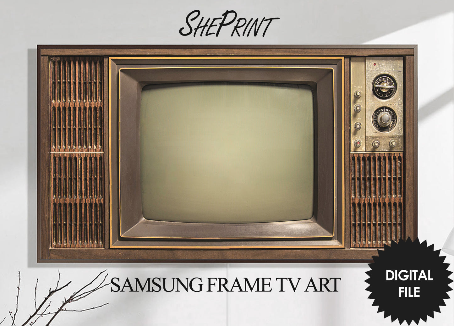 Samsung Frame TV Art Retro Tv | Vintage Tv Art | Classic Old Television Wooden Case | 3840x2160 px JPEG | Digital TV Art | Instant Download