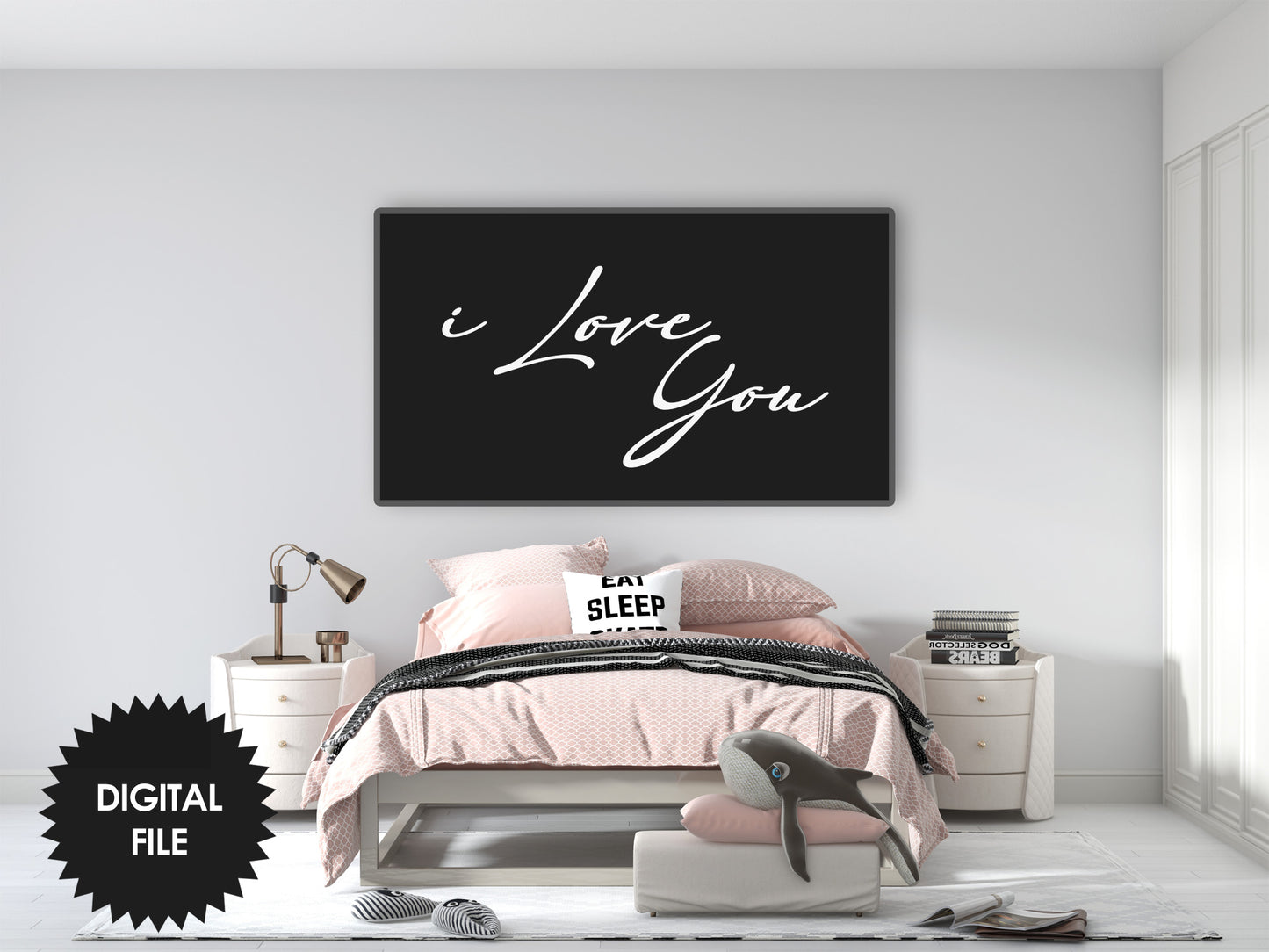 Valentines Day Samsung Frame TV Art | I Love You Minimalist Black & White Art | Digital TV Art | 3840 x 2160 pixels JPEG | Instant Download