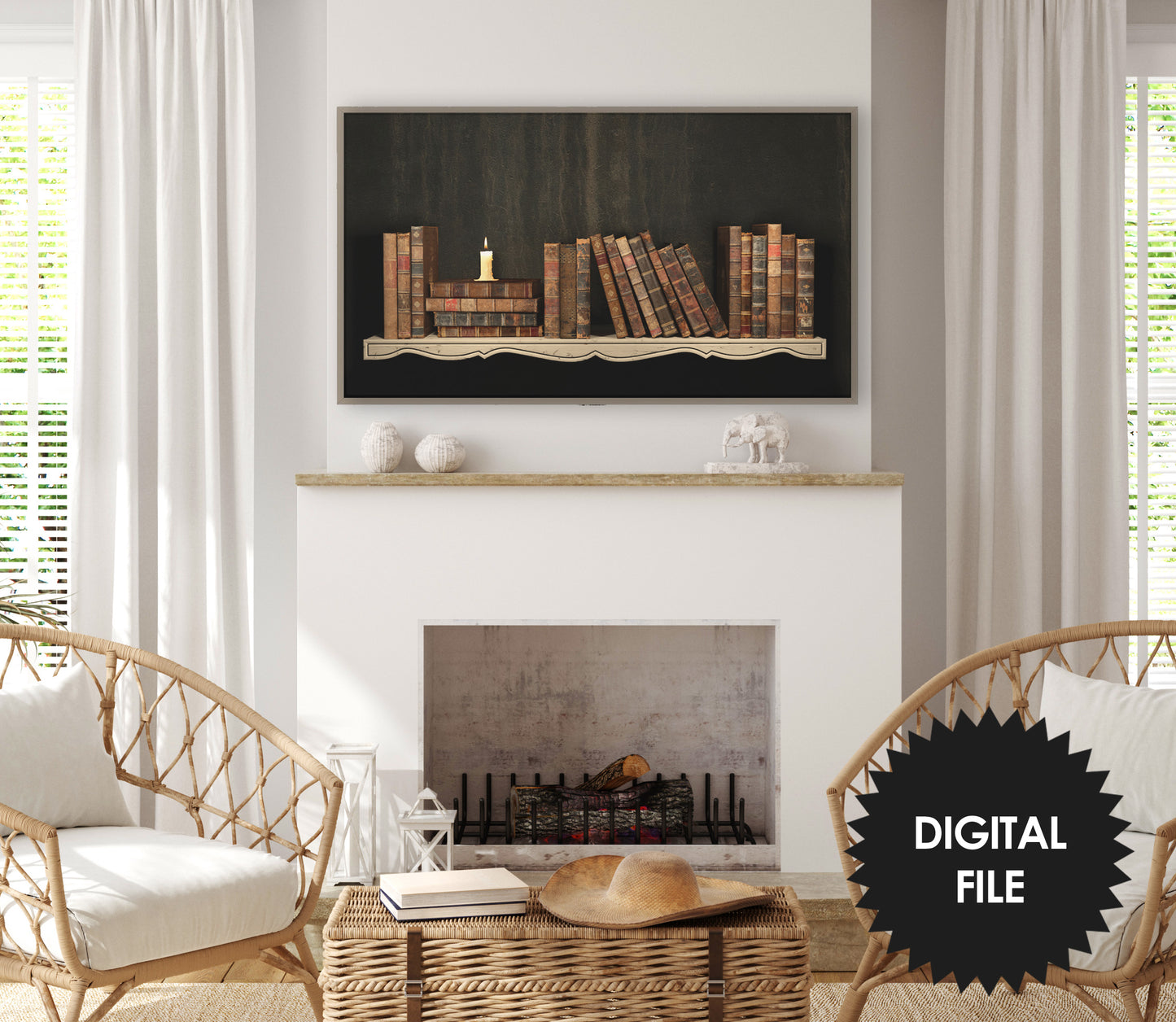 Samsung Frame TV Art Vintage Books | Calming Moody Vintage Tv Art | 3840x2160px JPEG | Digital TV Art | Instant Download