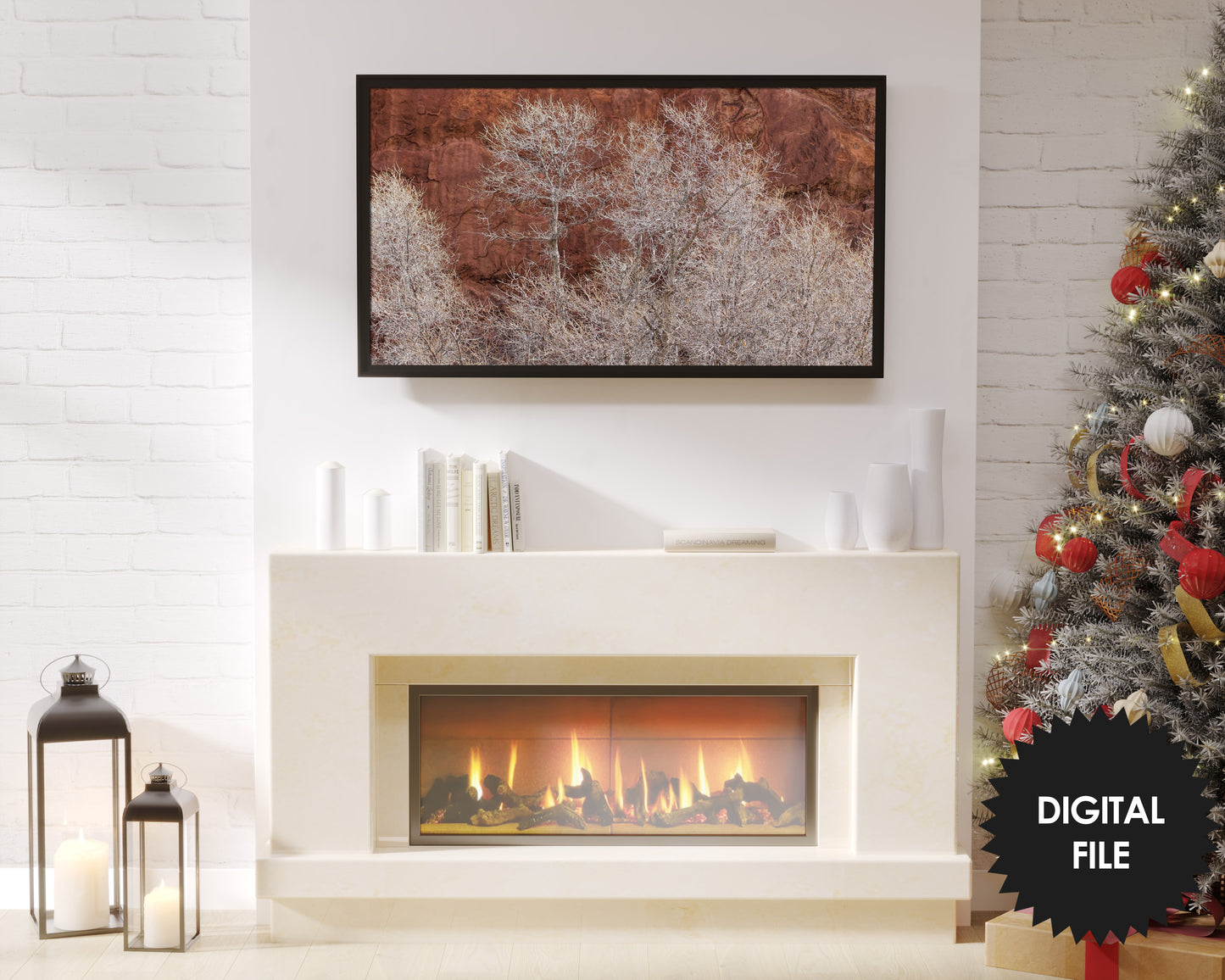 Winter Trees Samsung Frame TV Art | Frozen Trees Winter Scene Art | Red Rocks | Digital TV Art | Instant Download