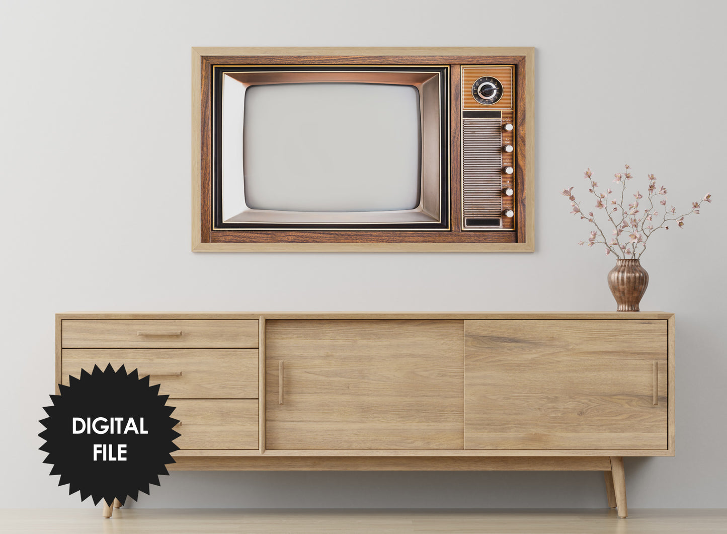 Samsung Frame TV Art Retro TV | Vintage Tv Art | Antique Old Television Wooden Case | 3840x2160 px JPEG | Digital TV Art | Instant Download