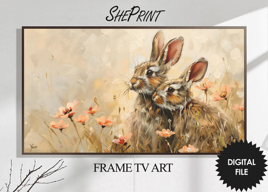 Two Cute Easter Bunnies Samsung Frame TV Art preview